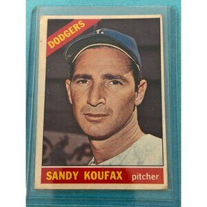 1966 Topps #100 Los Angeles Dodgers HOF Sandy Koufax Baseball Card VG